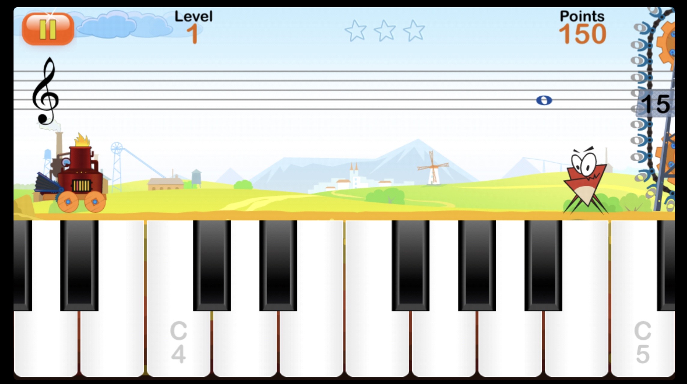 NoteWorks app treble clef gameplay screenshot