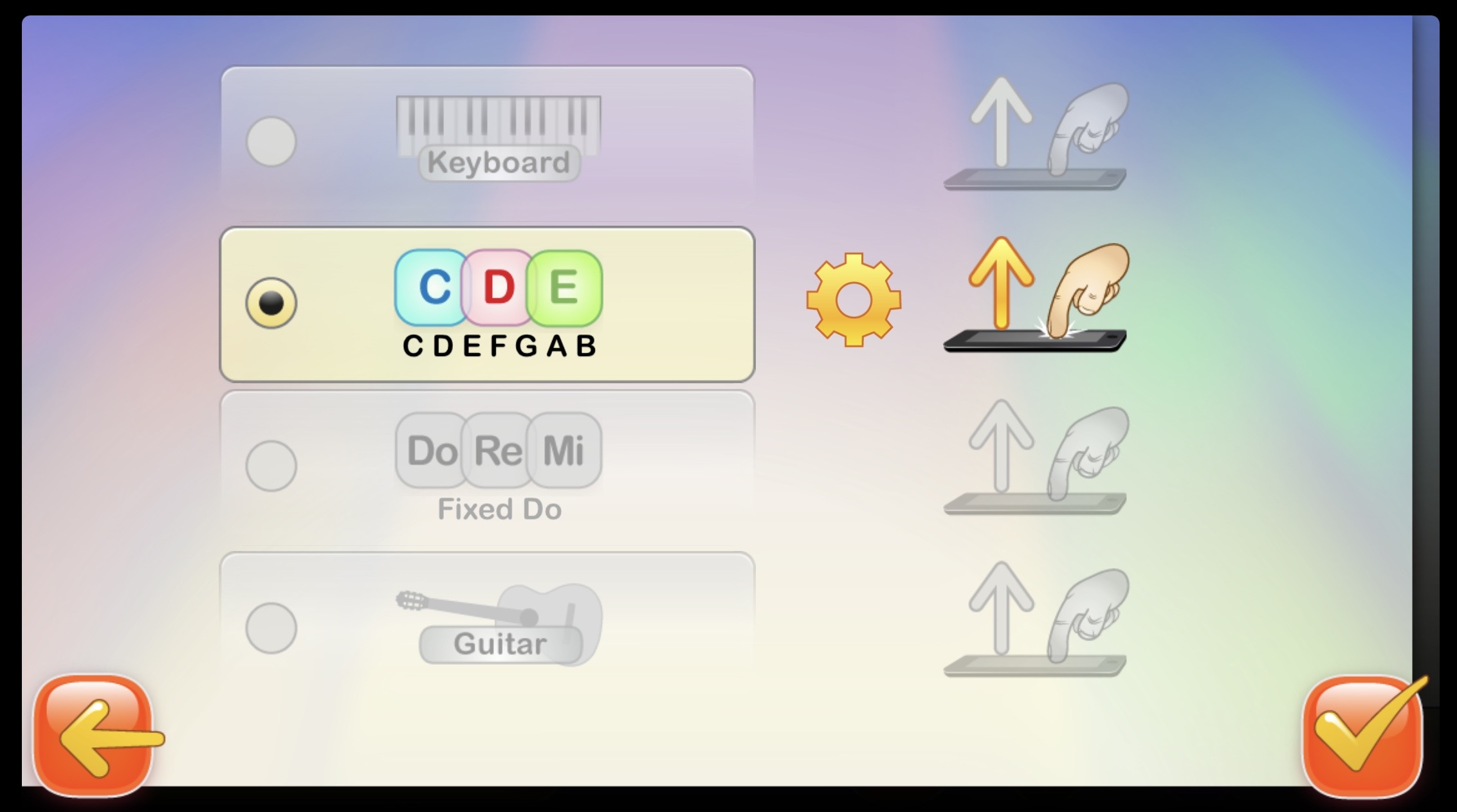 NoteWorks app CDE gameplay option screenshot