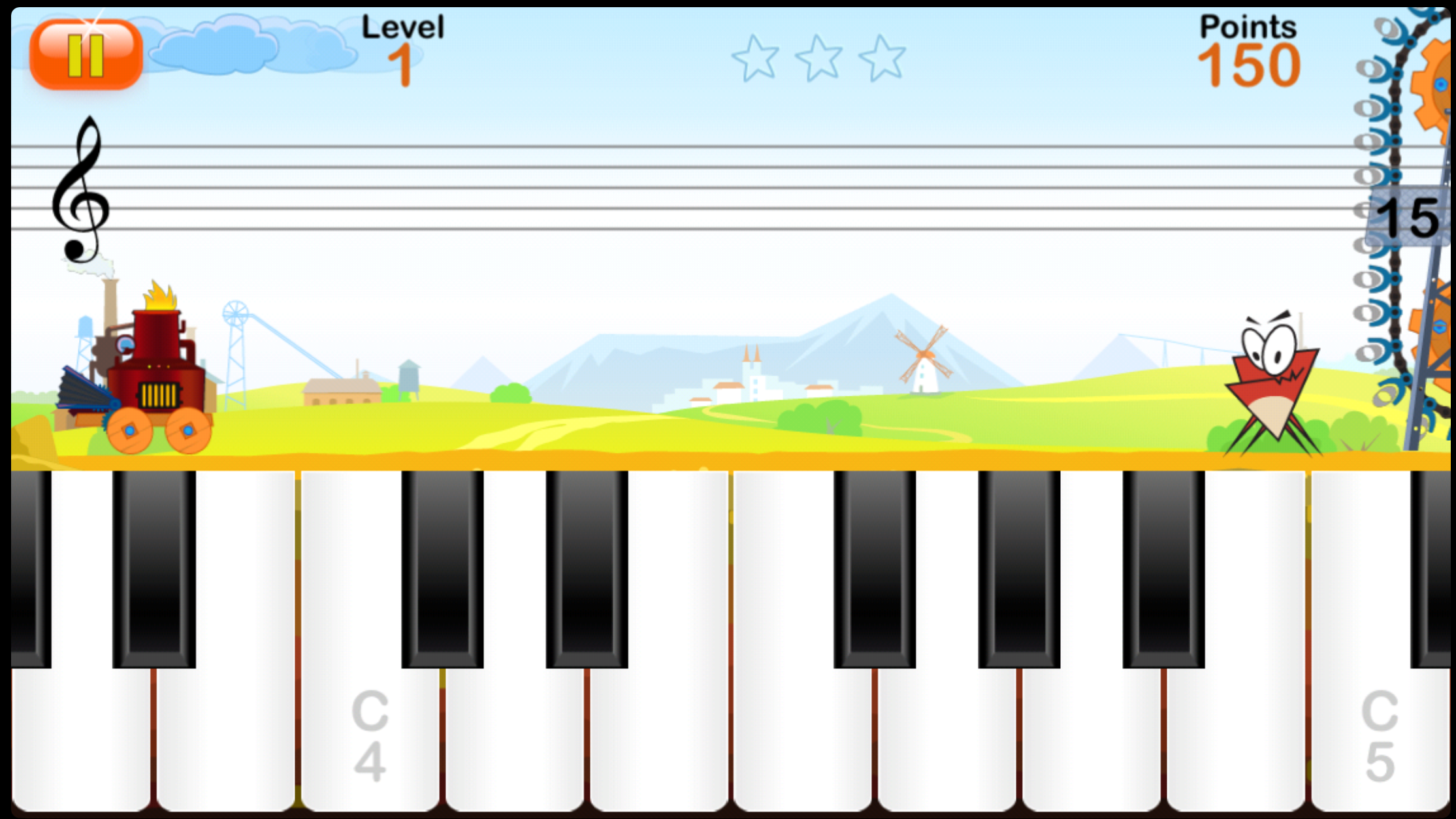 NoteWorks app piano keys gameplay option screenshot