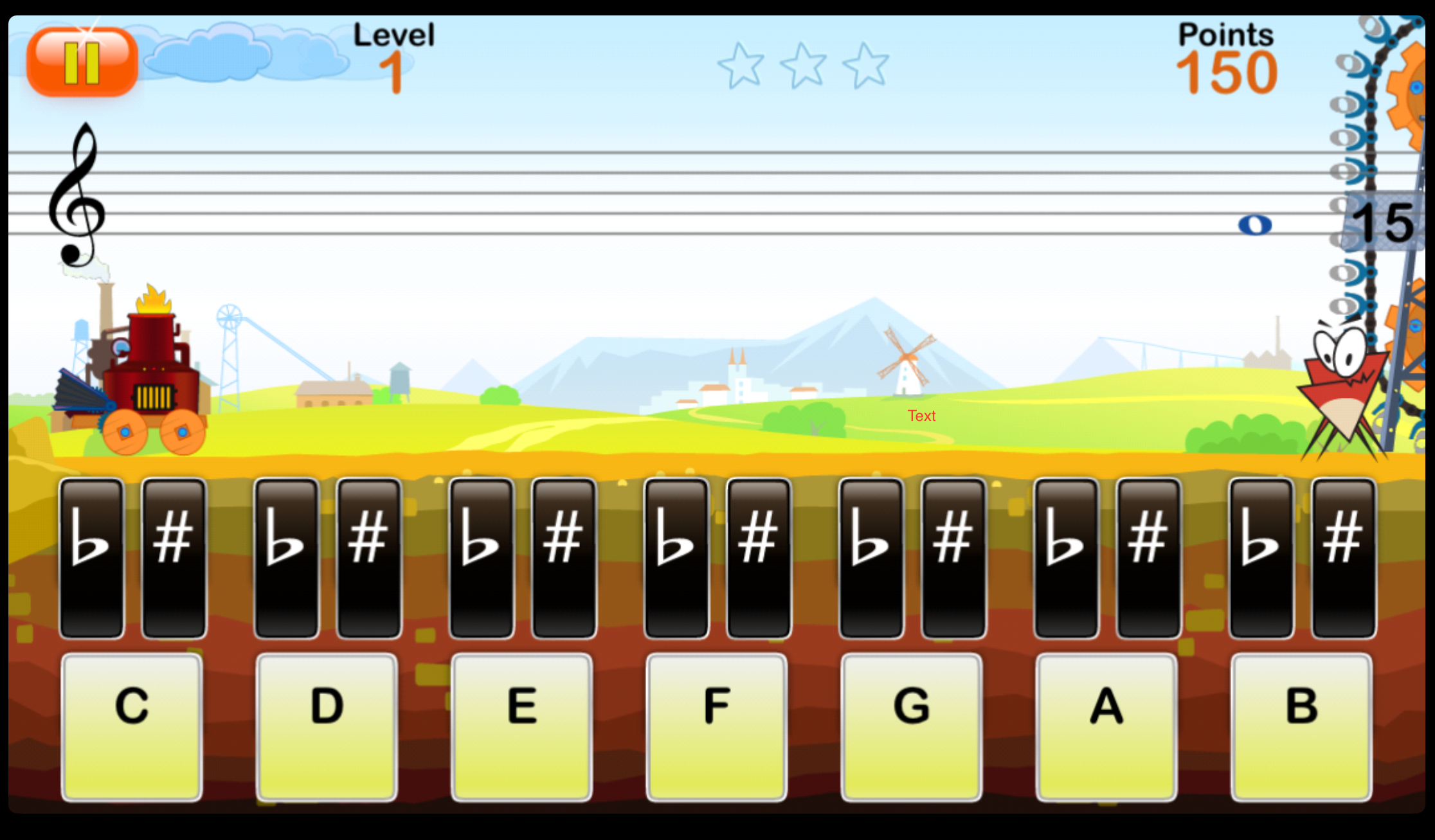 NoteWorks app CDE gameplay option screenshot.